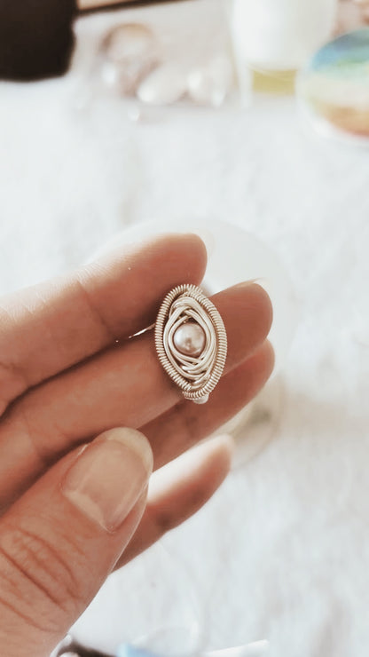 Handmade Wire Wrapped PEARL Ring