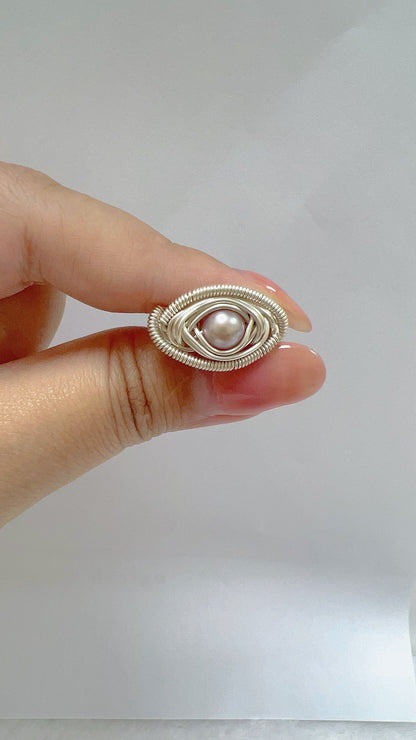 Handmade Wire Wrapped PEARL Ring