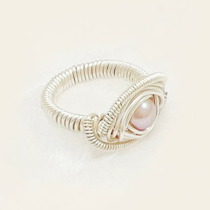 Handmade Wire Wrapped PEARL Ring