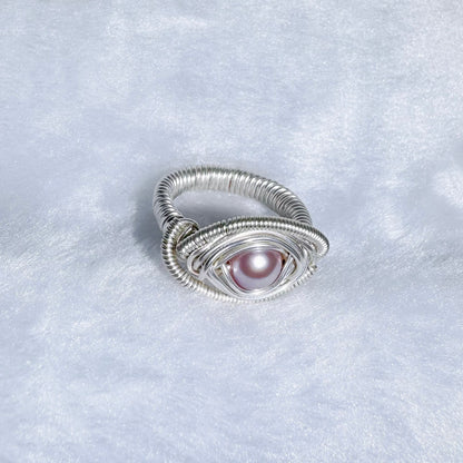 Handmade Wire Wrapped PEARL Ring