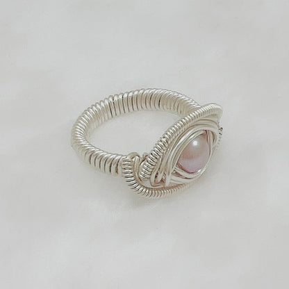 Handmade Wire Wrapped PEARL Ring